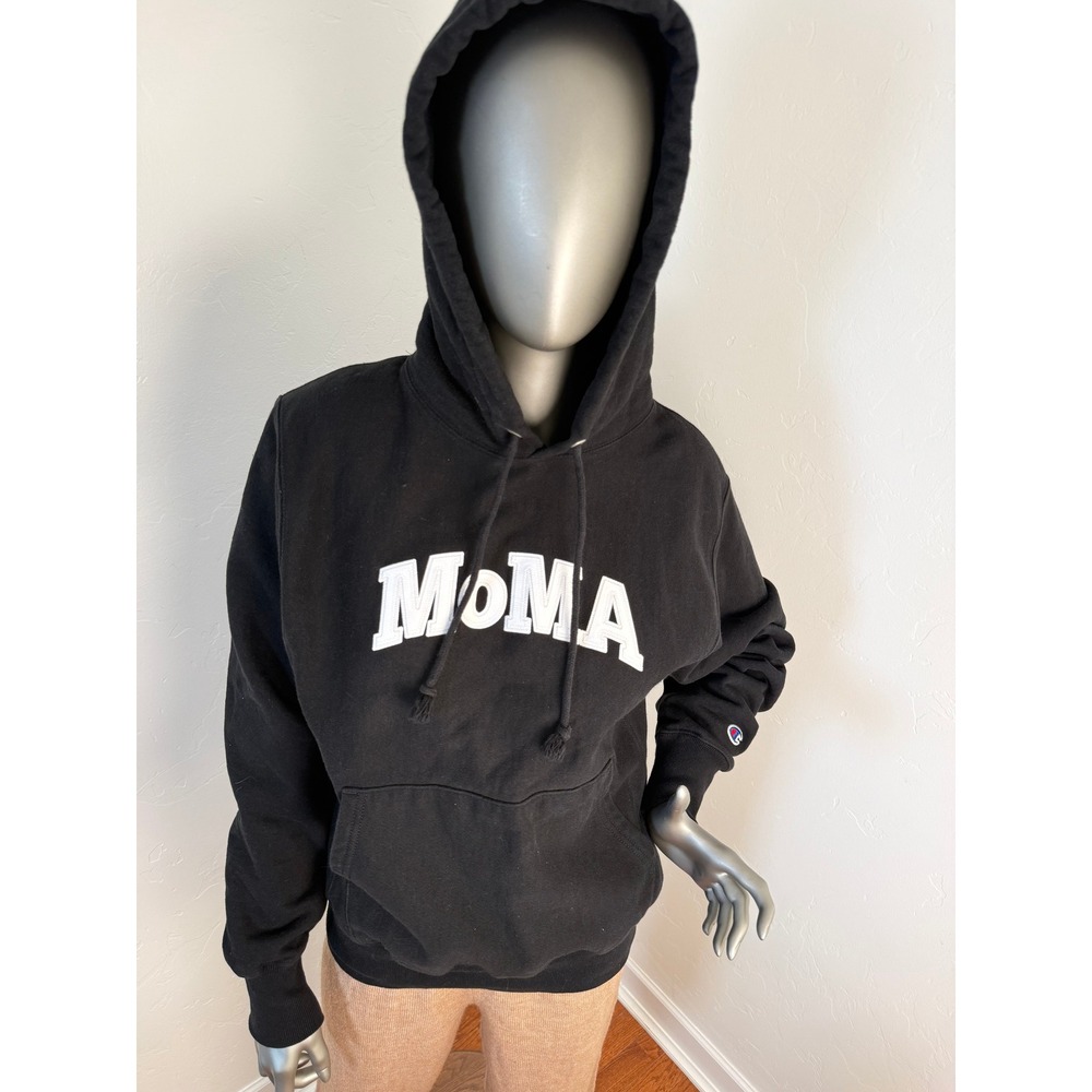 Champion x MoMA Limited Edition Black Reverse Weave Pullover‎ Hoodie Size Small